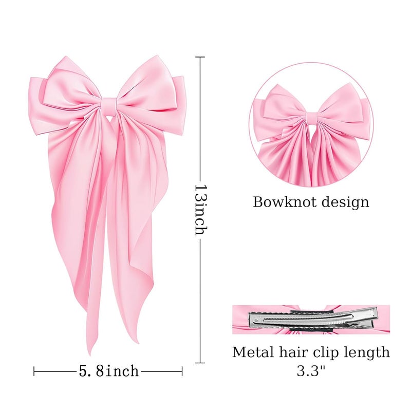 illpta Large Satin Bow Barrettes Clips in Pink - Hair Accessories for Women - Image 3